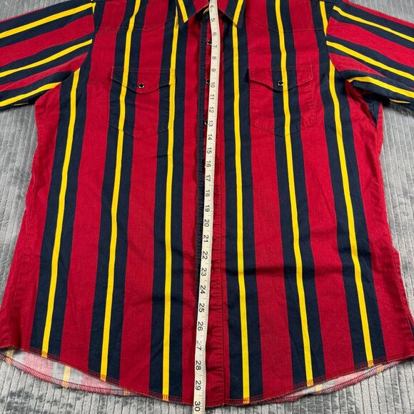 Wrangler Vintage 80s Western Pearl Snap Shirt Stripe Mens Large Brushpopper EUC - Picture 4 of 6